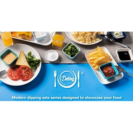 Delling 3 Oz Ceramic Dip Bowls Set, White Dipping Sauce Plates for Tomato Sauce, Soy, Dinner BBQ - Set of 6