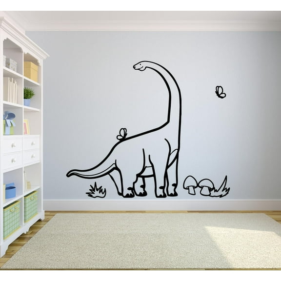 Long Neck Dinosaur Brachiosaurus Jurassic Dino Wall Sticker Art Decal for Girls Boys Kids Room Bedroom Nursery Kindergarten House Fun Home Decor Stickers Wall Art Vinyl Decoration Size (27x30 inch)