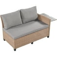 thumbnail image 6 of 5 Pieces Patio Furniture Sets All Weather Outdoor Sectional Patio Sofa Set, Rattan PE Wicker L-Shaped Sofa Set with Extendable Side Tables, Dining Table and Bench for Backyard, Poolside, Brown, 6 of 9