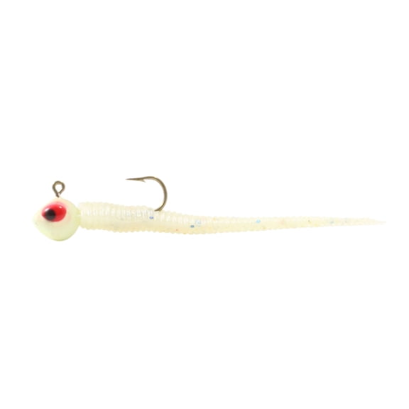 Northland Tackle Impulse Rigged Blood Worm, Jig and Tail, Freshwater, Glo White
