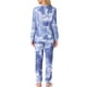 thumbnail image 3 of INSPIRAR CHIC Conjuntos de Pijamas de Manga Larga para Mujeres Sudadera de Punto Impresa con Estrellas 2 Piezas Ropa de Dormir XL Azul Tie Dye, 3 of 5
