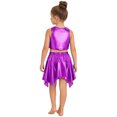 thumbnail image 2 of Doomiva Kids Shiny Jazz Disco Outfits Hip Hop Dance Dress Sets Cheer Outfit for Stage Performance Casual Gear Purple 6-10, 2 of 5