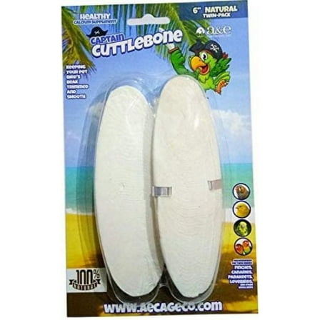 AE Cage Company Captain Cuttlebone Natural Flavored Cuttlebone 6" Long [, Cuttlebones] 2 count