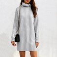 thumbnail image 6 of larppty Women Oversized Sweater Dress Turtleneck Batwing Long Sleeve Ribbed Knit Loose 2025 Fall Winter Casual Short Dress（Light Gray，L）, 6 of 8