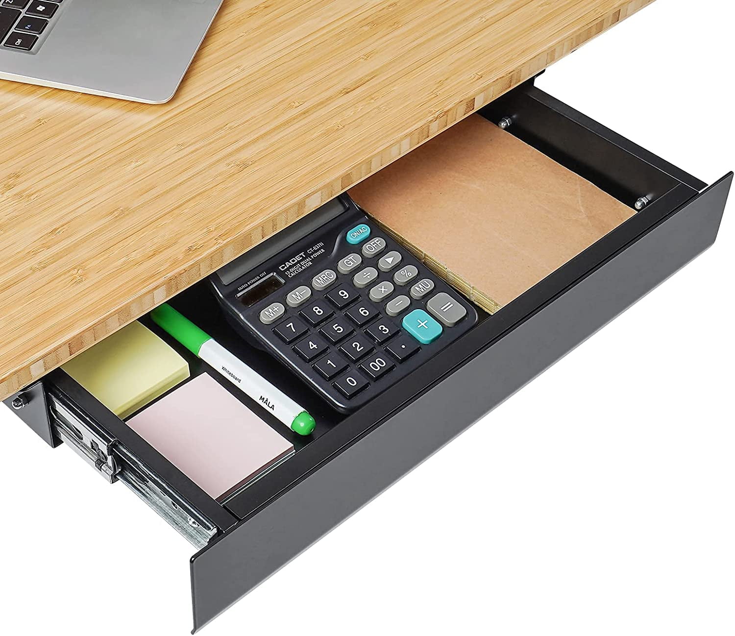 Under Desk PullOut Drawer, Standing Desk Storage Organizer, Sliding Security Workstation