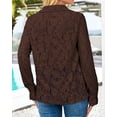 thumbnail image 3 of Blusa BTFBM de manga larga con encaje para mujer Primavera 2025 Café, 3 of 9