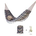 thumbnail image 4 of Nordic-Inspired Retro Geometric Canvas Hammock with Petal Detailing - Extra Wide, Portable Design for Outdoor Camping & Relaxation, Includes Hanging Ropes, Stylish Bohemian Swing for Garden & Picnic, 4 of 5