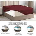 thumbnail image 4 of CGK Linens Extra Deep Pocket Single Fitted Sheet Only - Queen Size Wrinkle-Resistant & Comfy Bottom Sheet, Fits 18"-24" Mattresses, Burgundy, 4 of 7