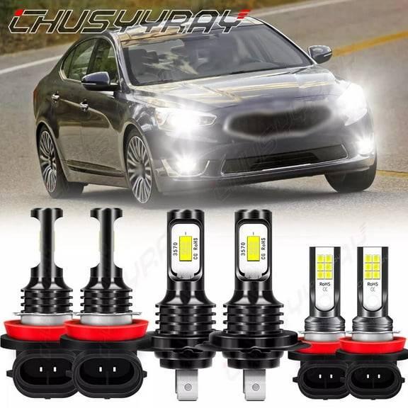 For Kia Cadenza 2014 2015 2016 - LED Headlight Hi-Lo Beam Fog Light Bulbs Upgrade Kit 6000K White 6x