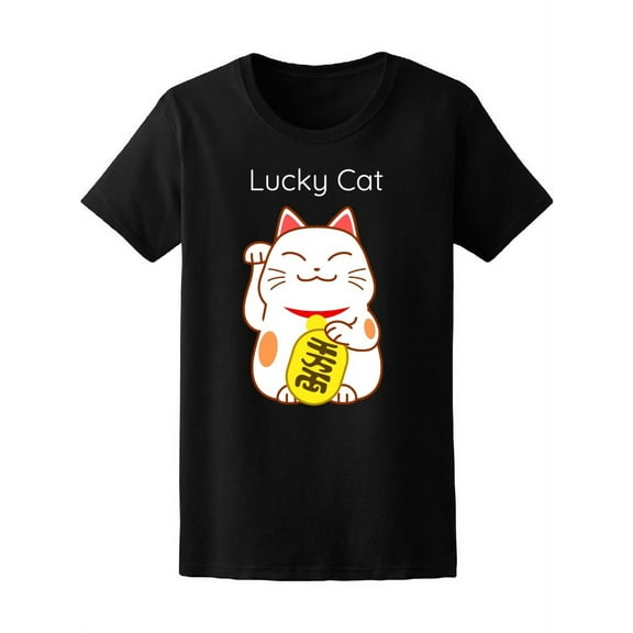 Cute Maneki Neko Lucky Cat T-Shirt Women -Image by Shutterstock, Female x-Large