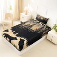 thumbnail image 4 of Manfei Wild Wolves Twin Sheets,Wooded Pine Grove Bedding,Brown,3 Pieces,1 Fitted Sheet and 1 Pillowcase, 4 of 6