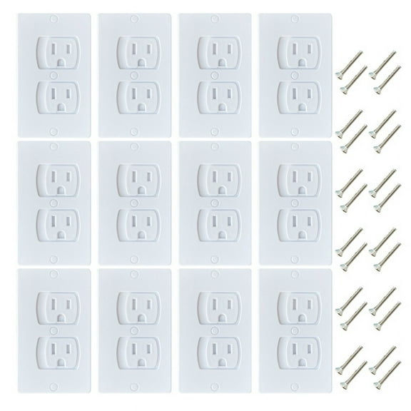 12 Pack Self-Closing Electric Outlet Covers for Child Proofing Wall Socket Plates