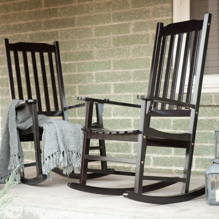 Coral Coast Indoor/Outdoor Mission Slat Rocking Chairs - Black - Set of 2