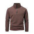 thumbnail image 2 of Iugvhana Mens Polar Fleece Sweatshirt Warm Winter Half Zip Pullover Sweatshirts Casual Stand Collar Long Sleeve Tops Coffee S, 2 of 4