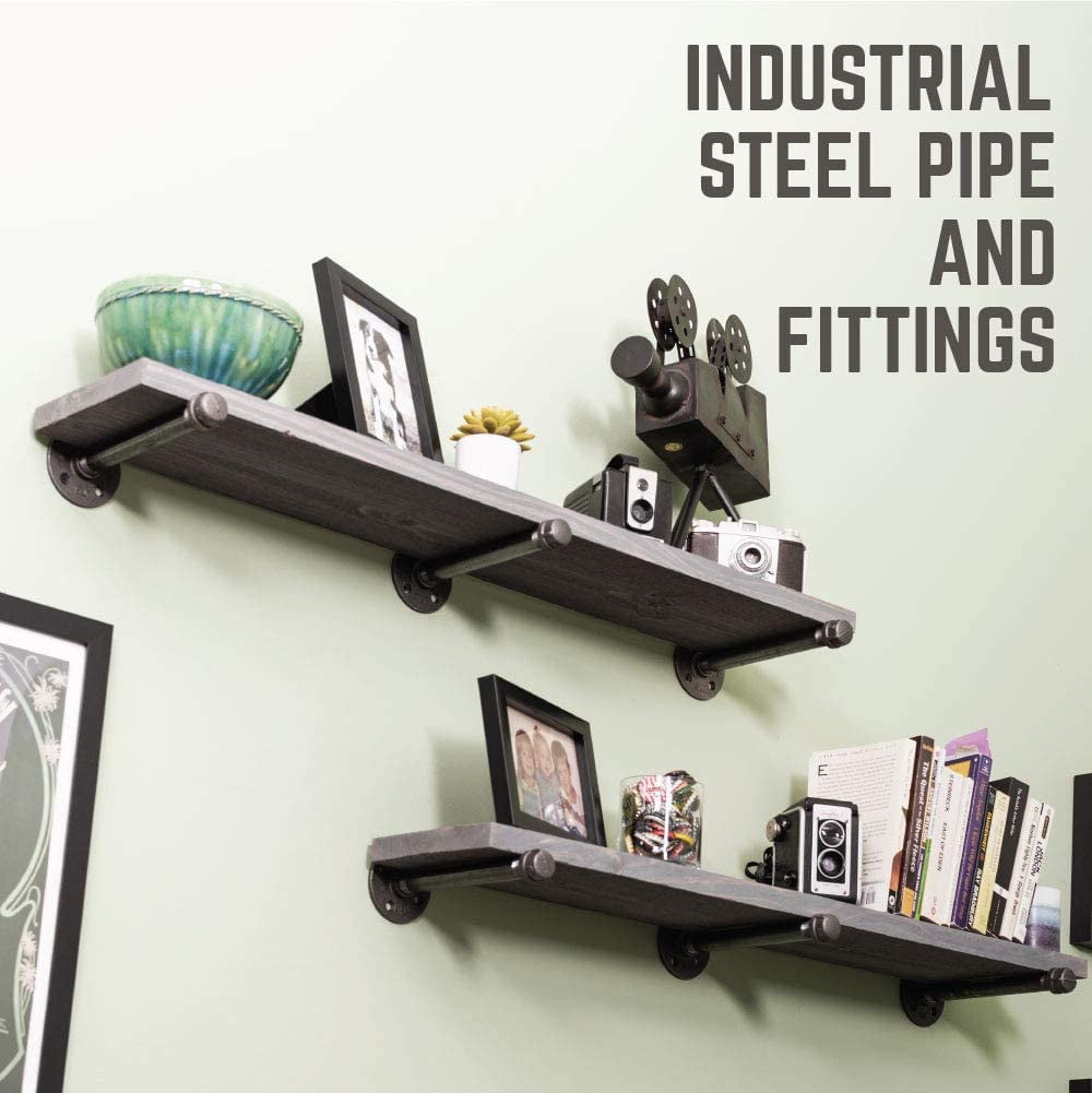 2 x Industrial Style Pipe Shelf Bracket für Buchladen Regal Schuhe Regal-Bronze 