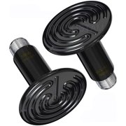 WUHOSTAM 2 Pack 100W Infrared Ceramic Heat Lamp, Black Reptile Heat Bulb No Light Emitter, Pet Heater for Aquarium and Terraium, Chicken Coop, Lizard, Turtle, Brooder, Snake, No Harm, ETL Listed