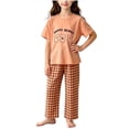 thumbnail image 3 of Bovxnpu Unisex Girls Summer Outfits Casual Loungewear Set Graphic Short Sleeve Crewneck Kids Soft Loungewear Pants Set, 3 of 6