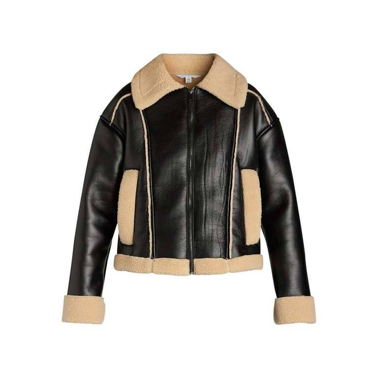 Time and Tru Women's and Women's Plus Bonded Faux Shearling Time and Tru Women's and Women's Plus Bonded Faux Shearling