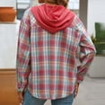 thumbnail image 6 of Snoarin Shirts for Women Fashion Loose Fitting Long Sleeved Plaid Cardigan Hooded Top Cardigan Shirt S-2XL, 6 of 6