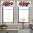 thumbnail image 3 of LALILO Kitchen Curtain Valance Watercolor Flowers Red Navy Rod Pocket Window Curtain 52"x 18" Set of 2, 3 of 5