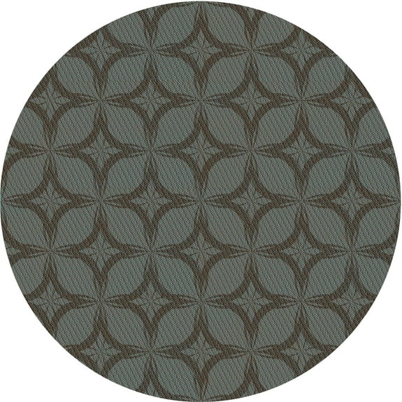 Ahgly Company Machine Washable Indoor Round Transitional Grayish Turquoise Green Area Rugs, 3' Round