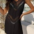 thumbnail image 4 of IROINNID Short Dress For Women Solid Color Fashion Casual Hollowed Out Beach Dress Sleeveless V-Neck Sundress, 4 of 7