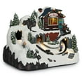 thumbnail image 5 of Alpine Corporation Animated Christmas Ski Resort Holiday Tabletop Decor with 12 Warm White LED Lights and Moving Skier Figurines, 12" L x 8" W x 9" H, 5 of 11