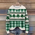 thumbnail image 5 of St. Patrick's Day Hoodies for Women, Waffle Knit Long Sleeve Shamrock Print Green Pullover with Pocket, 5 of 5