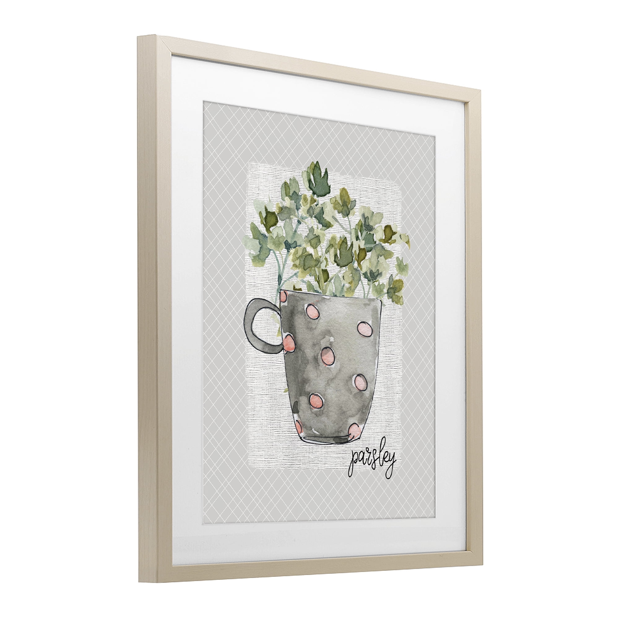 Stupell Industries Parsley Herb Mug Birch Framed Print Under Glass, design by Livi Finn