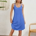 thumbnail image 2 of Summer Savings Clearance 2025! Abtuhar Women's Summer Dresses,Women's Fashion Fallow Sleeveless Round Neck Solid Color Suspenders Dresses, 2 of 4