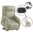 thumbnail image 3 of vidaXL Stand up Massage Recliner Chair Cream Faux Leather, 3 of 5