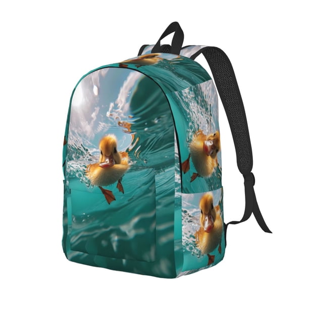 Easygdp Underwater Swimming Duck Mochila de Lona Resistente para Laptop, Compatible con Laptops de 15 a 17 pulgadas, Ideal para Escuela, Trabajo y Viajes-Small