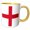 Yellow, variant on Flag of England - English Red St Georges Cross on white - United Kingdom British UK Great Britain 11oz Two-Tone Mug