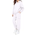 thumbnail image 4 of BRGZLK Kids 2 Piece Tracksuit Set 2026 Long Sleeve Solid Color Zip Up Hooded Sweatshirt and Elastic Waist Sweatpants Fleece Comfort Casual Sportswear Kids Fall Winter Clothes White 7-8 Years, 4 of 7