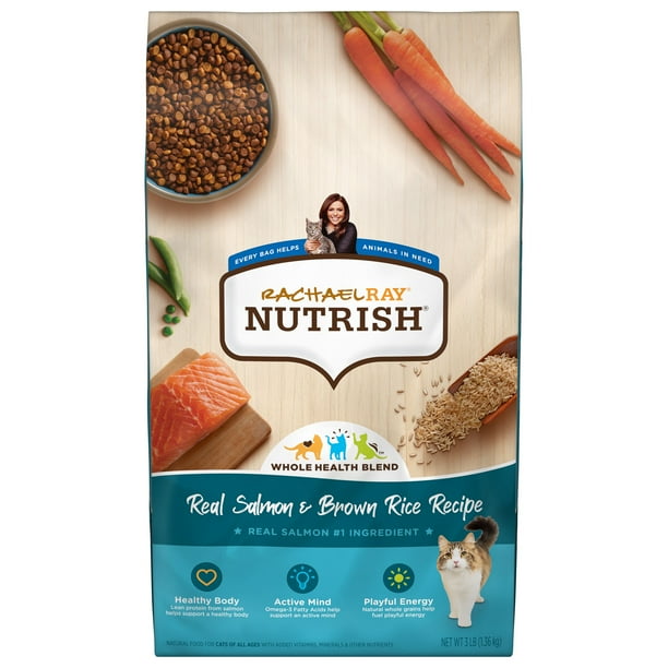 Rachael Ray Nutrish Real Salmon & Brown Rice Recipe, Dry Cat Food, 3 ...