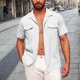 thumbnail image 1 of pstuiky Camisas de vestir de manga corta para hombre, Blusas y camisas de cuello redondo con estampado informal de manga corta y cuello redondo para hombre camisetas de hombre m, 1 of 6