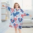 thumbnail image 5 of Dailycode Wearable Blanket Hoodie Oversized Sherpa Flannel Blankets with Pocket for 3-14 Year Old American Flag Heart, 5 of 7