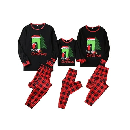 

Thaisu Family Matching Pajamas Set Holiday Plaid Sleepwear Xmas PJS Set for Couples and Kids