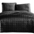 thumbnail image 2 of 3 Piece Queen Size Coverlet Set with Stitched Square Pattern, Dark Gray - Saltoro Sherpi, 2 of 5