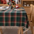 thumbnail image 5 of Eoozwa Christmas Checkered Tablecloth Rectangle Red Buffalo Plaid Linen Cotton Gingham Xmas Table Cloths, Winter Farmhouse Table Decorations for Dining Parties Holiday, 39 x 55 Inch, 5 of 6
