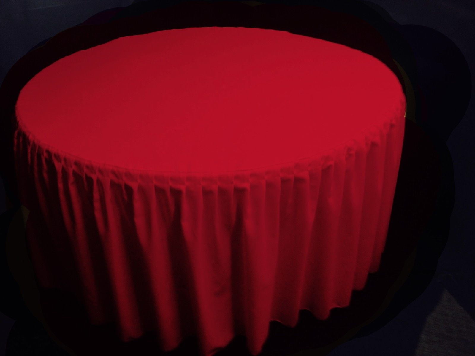 60" Round Pleated Table Cover Skirt Polyester w/ Top Topper tablecloth