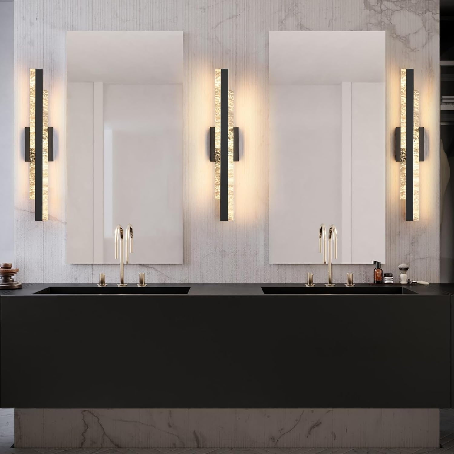 Matte Black Modern Bathroom Vanity Light 24 inch Dimmable LED Bath Bar Light Fixtures Over Mirror Wall Sconce Picture Lights for Paintings Cabinets Bedroom