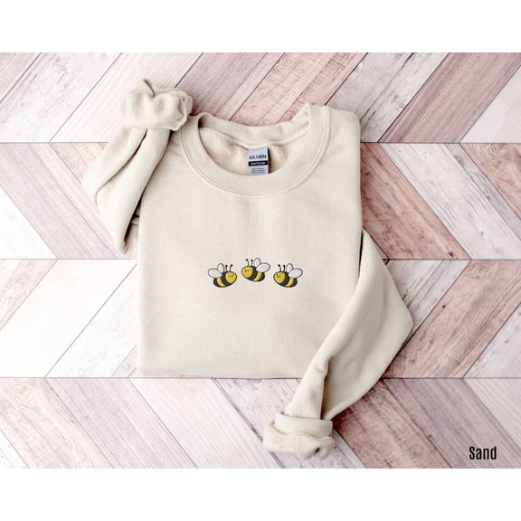 Embroidered Bee Sweatshirt Bee Themed Gifts Bee Sweater Embroidered Crewneck Bee Sweater