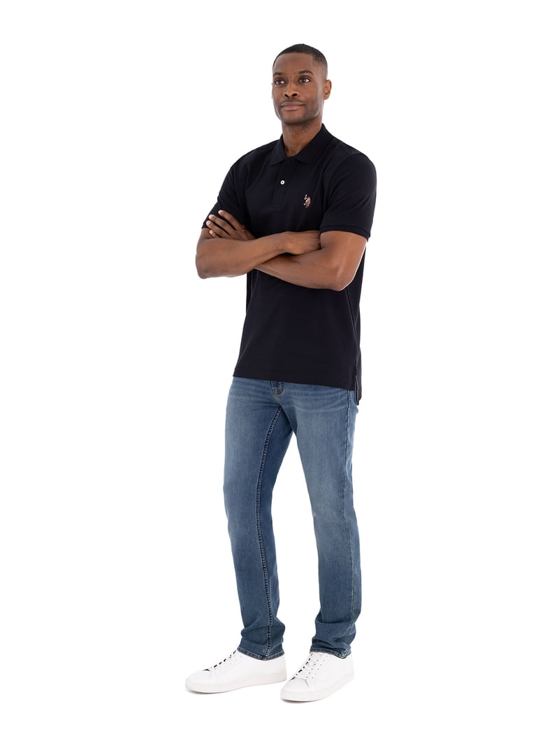 U.S. Polo Assn. Men's Interlock Polo Shirt, 100% Cotton, Short