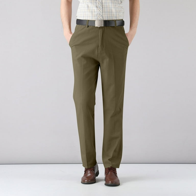 Wyobmus Mens Summer Dress Pants Classic Fit Expandable-Waist Flat-Front  Wrinkle Free Dress Pant A-Olive Green - Walmart.com