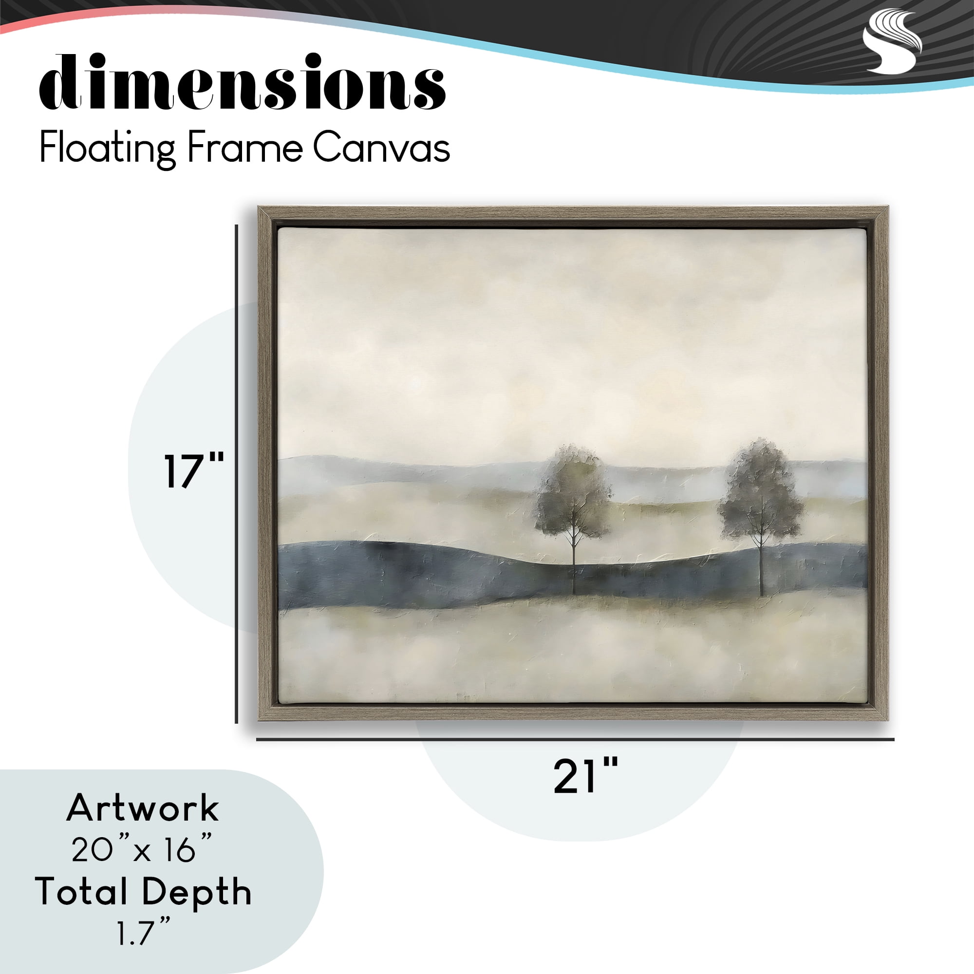 Stupell Industries Muted Horizon with Trees Brown Framed Floater Canvas Wall Art, design by Riley B