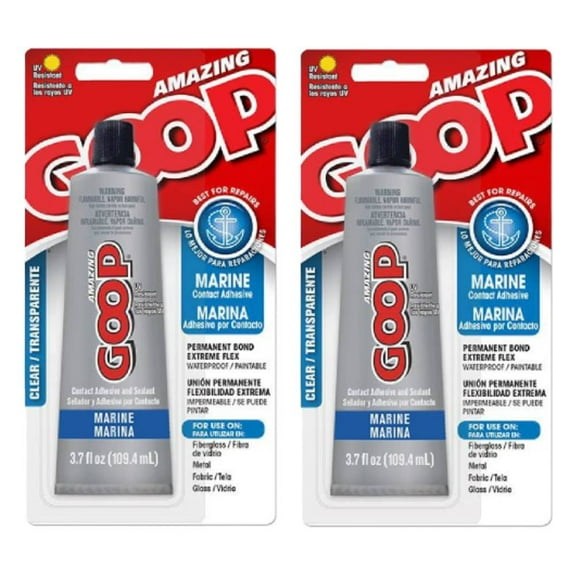Amazing Goop Marine Glue Adhesive Sealant Repair Waterproof Bond 3.7 oz Clear, 2-Pack
