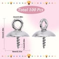 thumbnail image 2 of 1 Box 100Pcs Eye Pin Bails Screw Eye Pin Bail 304 Stainless Steel Bead Cap Small Screw Eye pins Clasps Hooks Pin Eye Screws Connectors for Jewelry Making Accessories DIY Half Drilled Beads, 2 of 6