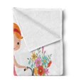 thumbnail image 2 of Flower Soft Flannel Fleece Throw Blanket, Happy Little Girl with Bunch of Flowers Riding a Bike Cheerful Childhood Activity, Cozy Plush for Indoor and Outdoor Use, 60" x 80", Multicolor, by Ambesonne, 2 of 5