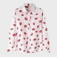 thumbnail image 2 of KTMKH Men's Loose Fit Shirt Casual Lipstick Print Shirt Long Sleeve Button Turn-Down Collar Tops, 2 of 9